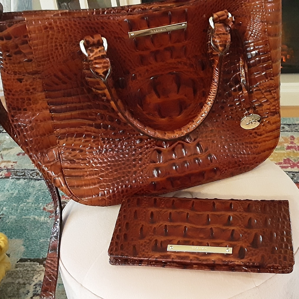 BRAHMIN  Pecan Genuine Leather bag and or Wallet